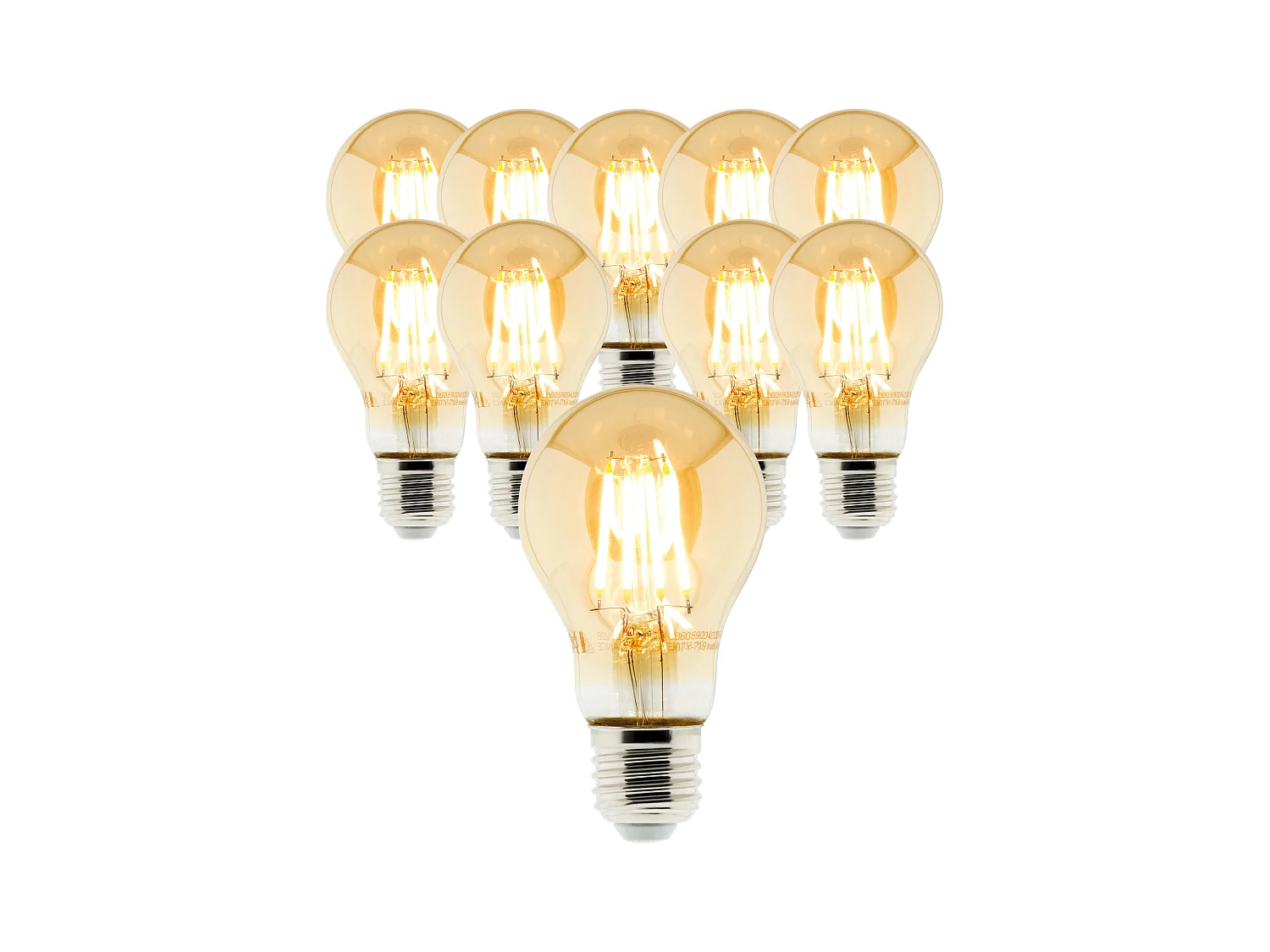 Lot de 10 ampoules déco filament LED ambrée 4W E27 2500K - Zenitech