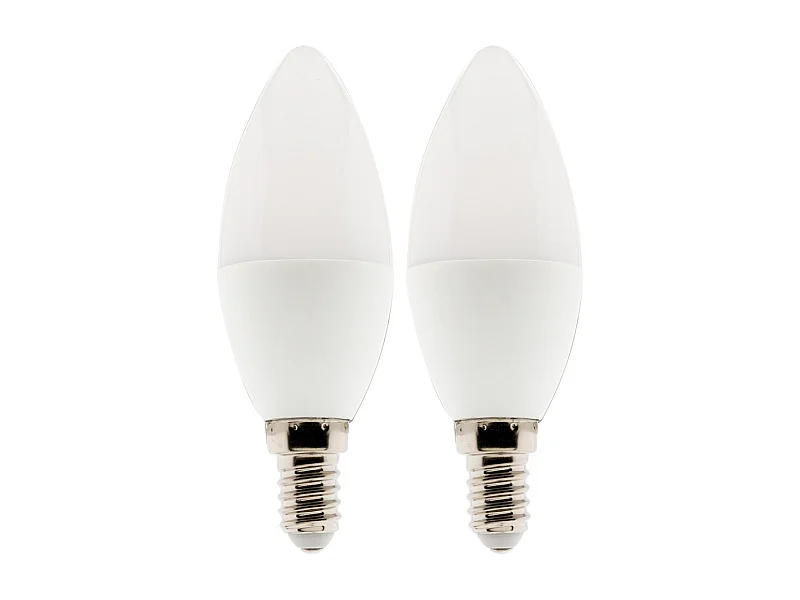 Lot de 2 ampoules LED flamme 5,2W E14 470lm 2700K - Blanc chaud - Zenitech