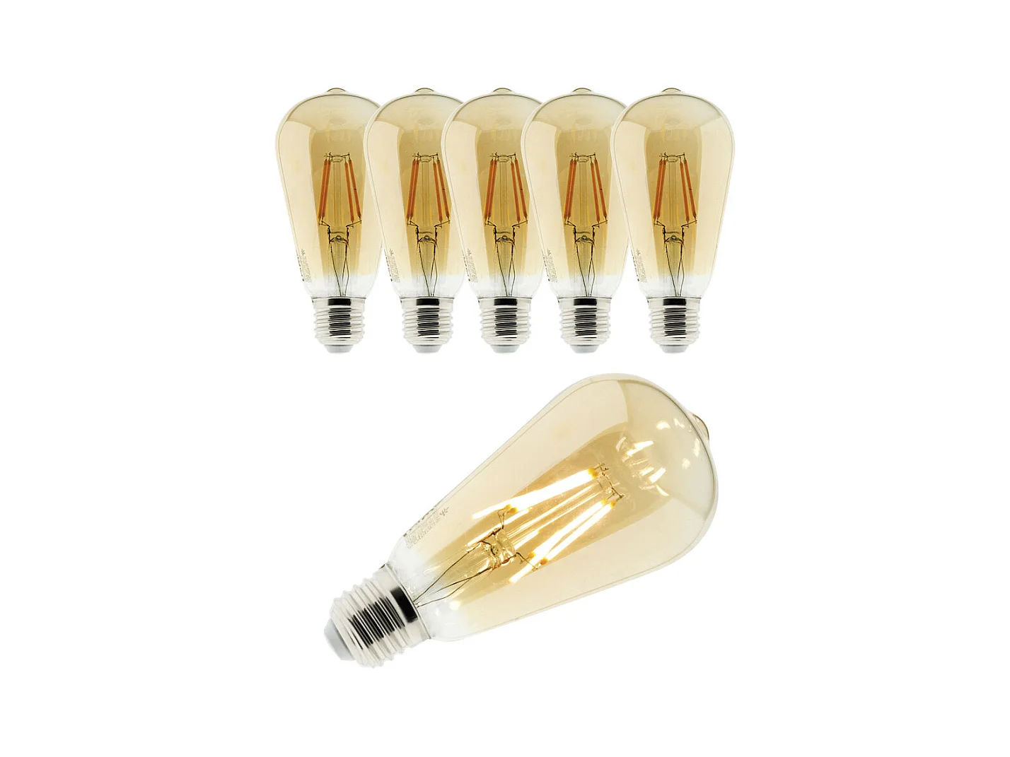 Lot de 6 ampoules déco filament LED ambrée 4W E27 - Elexity