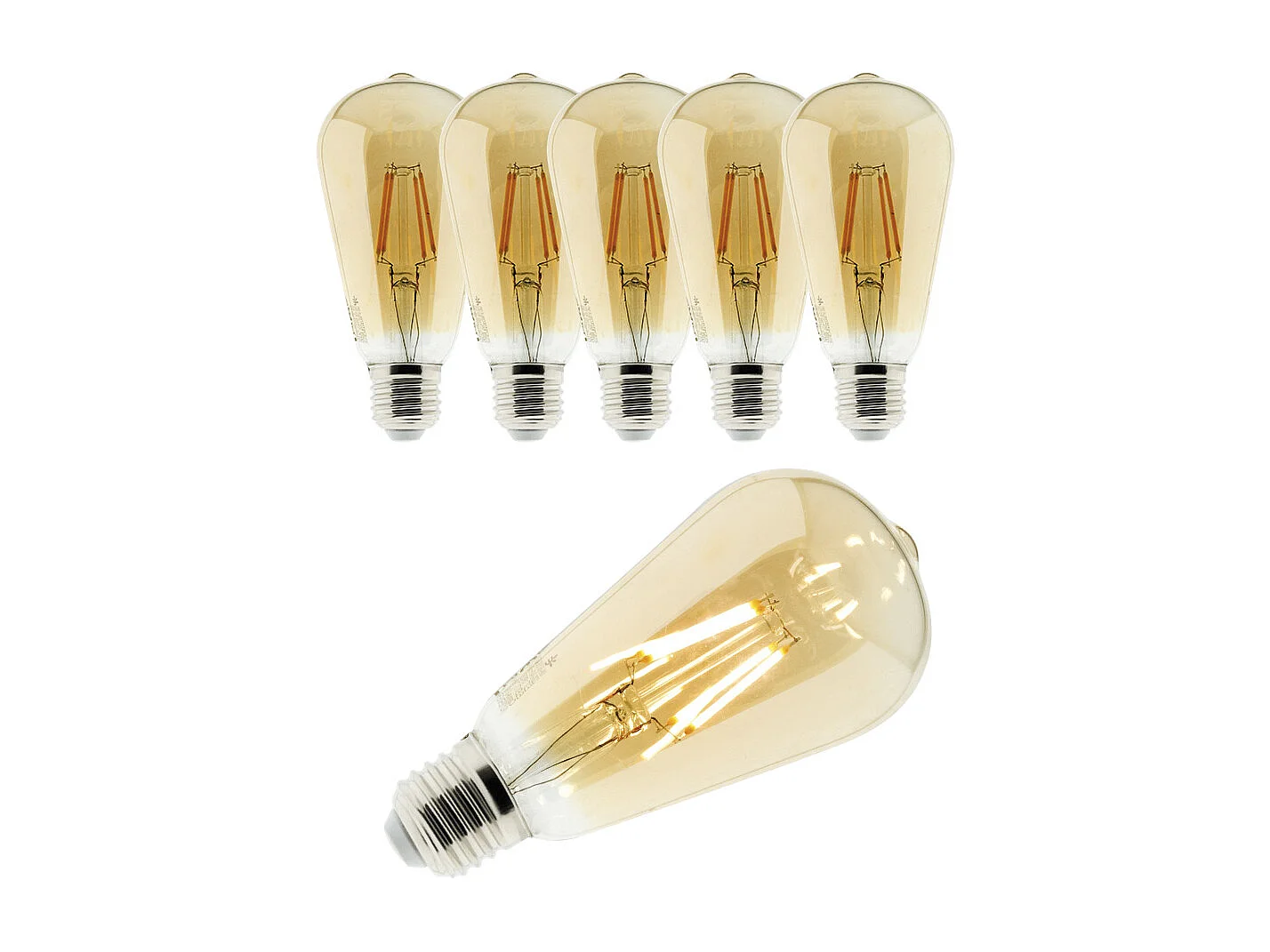 Lot de 6 ampoules déco filament LED ambrée 4W E27 - Elexity
