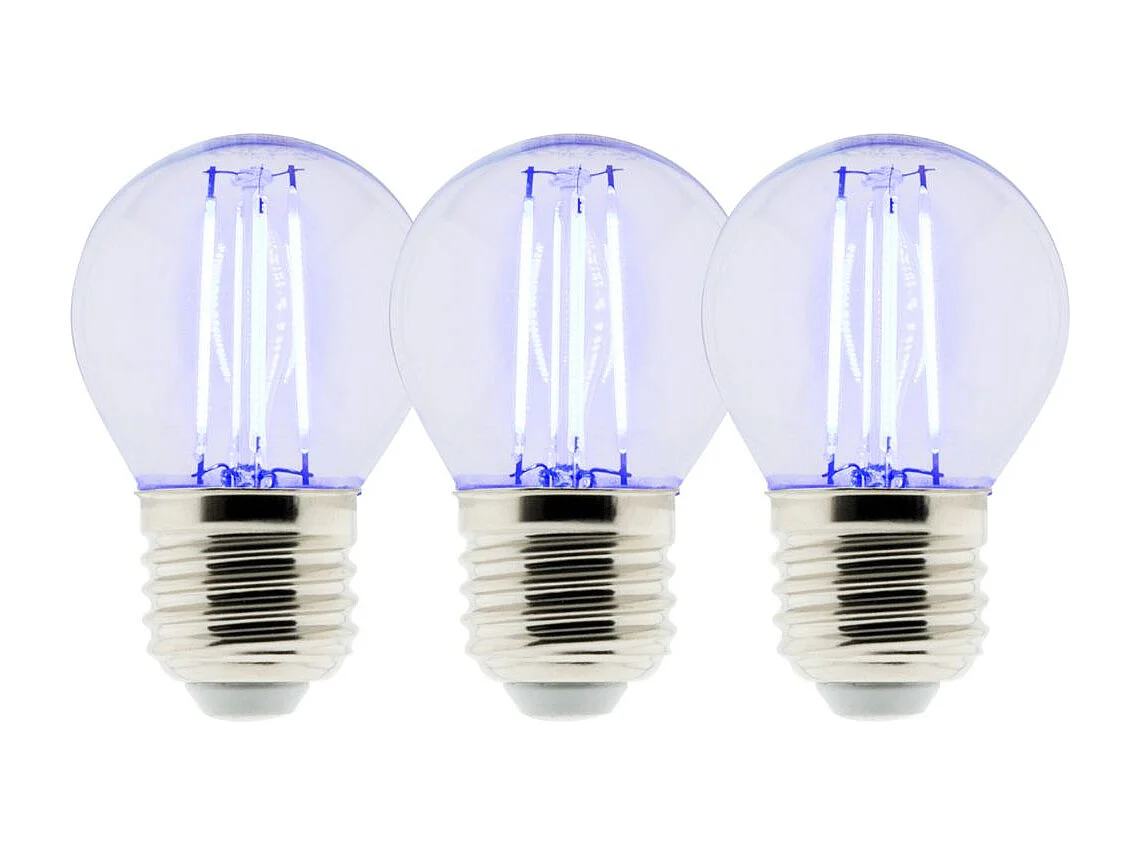 Pack de 3 ampoule LED déco filament - Bleu 3W E27 sphérique - Zenitech