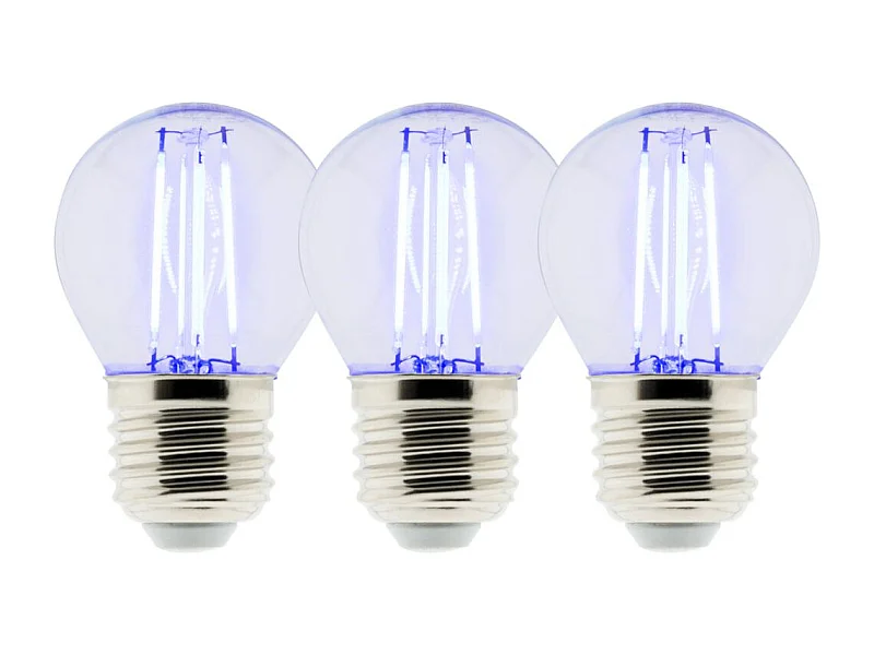 Pack de 3 ampoule LED déco filament - Bleu 3W E27 sphérique - Zenitech