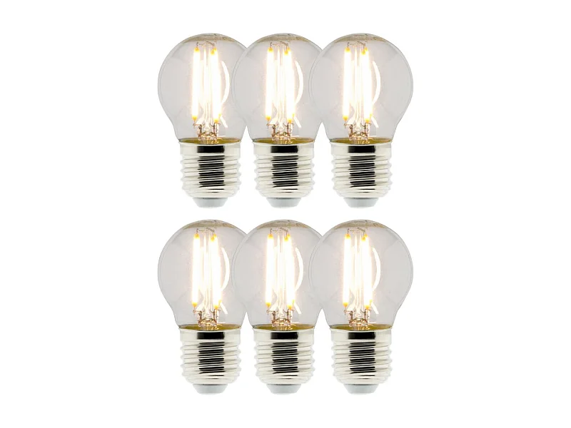 Lot de 6 Ampoules déco filament LED sphérique 4W E27 470lm 2700K - Zenitech
