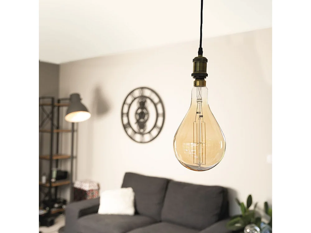 Ampoule LED géante E27 5W - Blanc chaud - 350lm 2500K - Kit de suspension inclus - Zenitech
