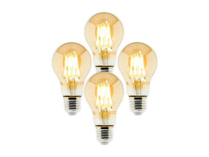 Lot de 4 ampoules déco filament LED ambrée 4W E27 2500K - Zenitech