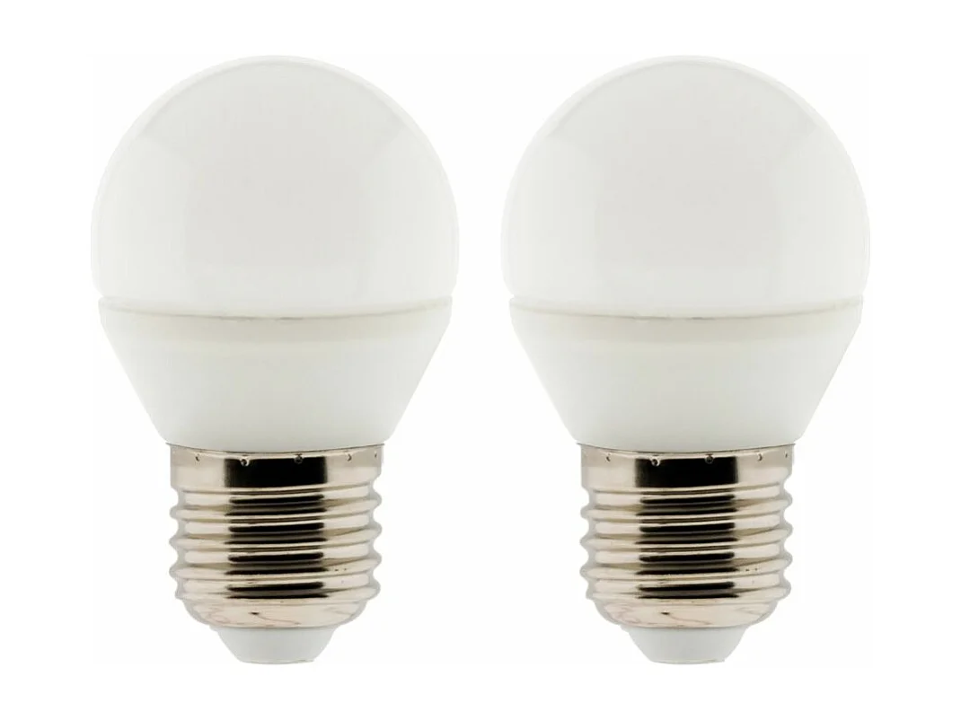 Lot de 2 ampoules LED sphériques E27 5W - Blanc chaud - 400lm 2700K  - Zenitech