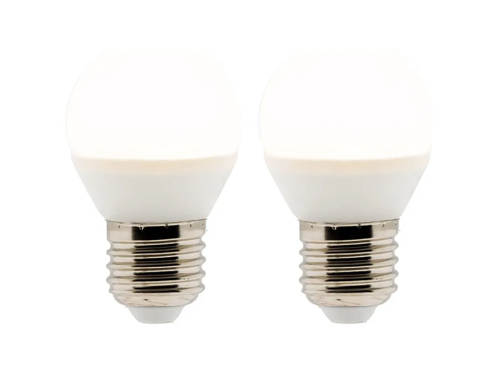 Lot de 2 ampoules LED sphériques E27 5W - Blanc chaud - 400lm 2700K  - Zenitech