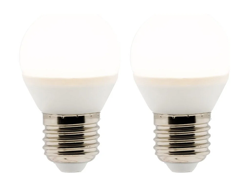 Lot de 2 ampoules LED sphériques E27 5W - Blanc chaud - 400lm 2700K  - Zenitech