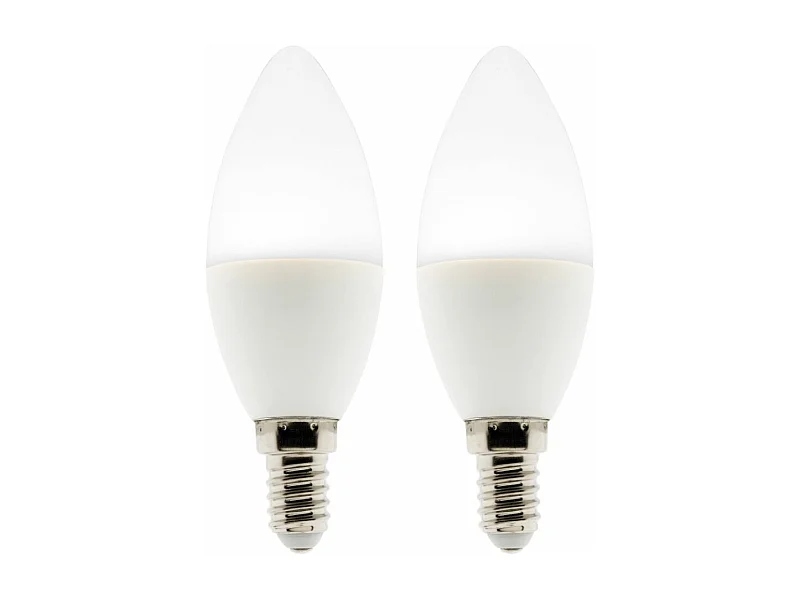 Lot de 2 ampoules flamme LED E14 - 5W - Blanc neutre - 400lm - 4000K - Elexity