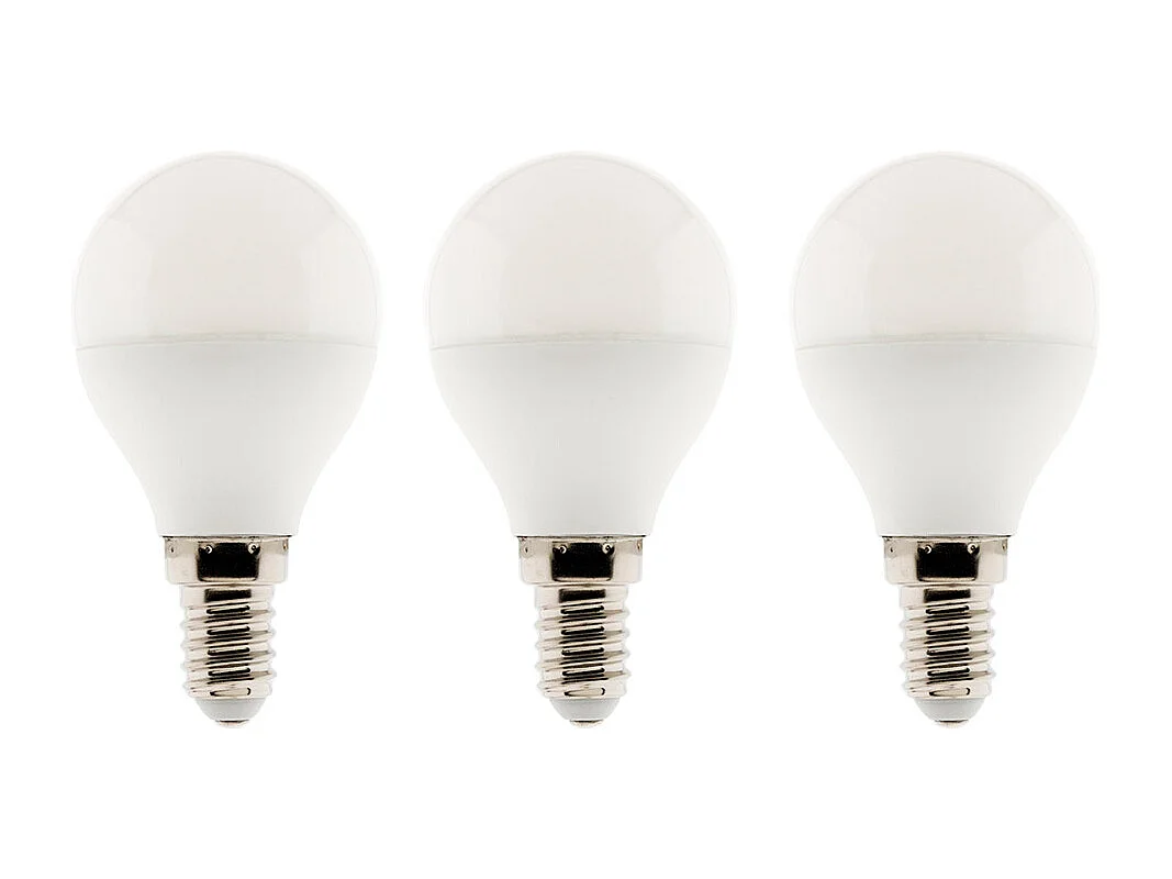 Lot de 3 ampoules LED sphériques 5,2W E14 470lm 2700K - Blanc chaud - Zenitech