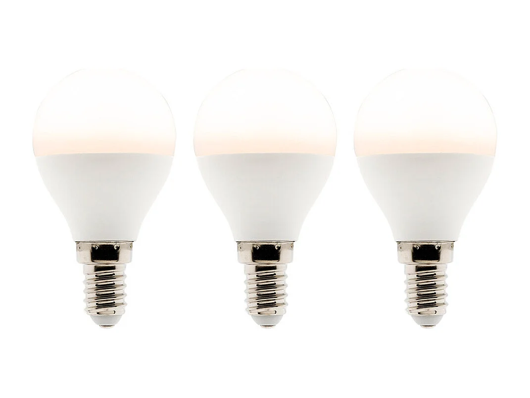 Lot de 3 ampoules LED sphériques 5,2W E14 470lm 2700K - Blanc chaud - Zenitech