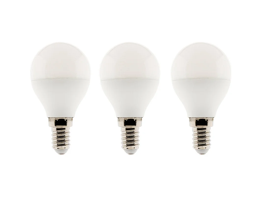 Lot de 3 ampoules LED sphériques 5,2W E14 470lm 2700K - Blanc chaud - Zenitech