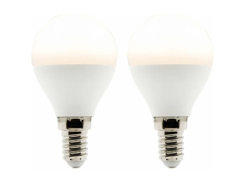 Lot de 2 ampoules LED Sphérique 5W E14 400lm 2700K - Zenitech