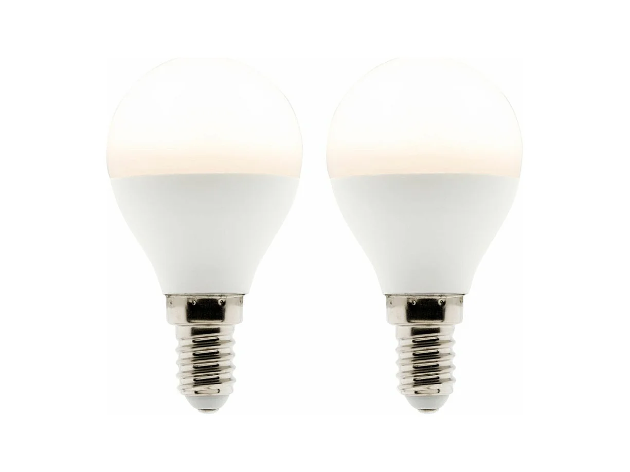 Lot de 2 ampoules LED Sphérique 5W E14 400lm 2700K - Zenitech