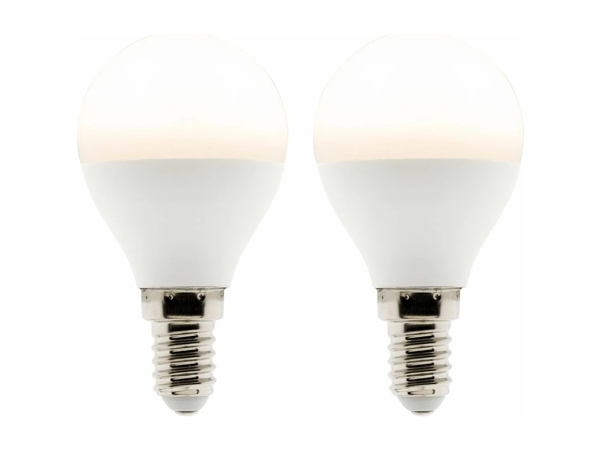 Lot de 2 ampoules LED Sphérique 5W E14 400lm 2700K - Zenitech