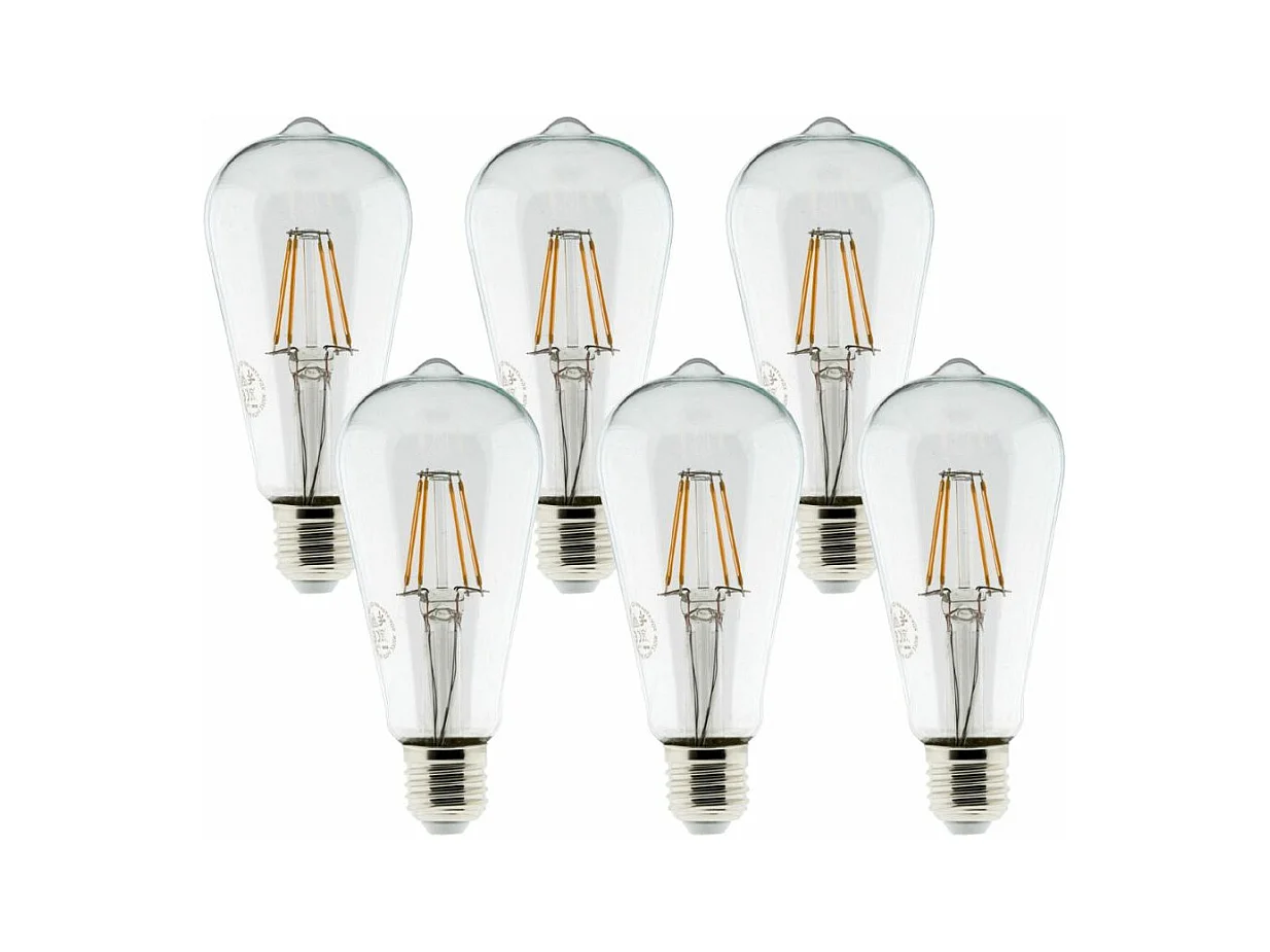 Pack de 6 ampoules LED déco filament 4W E27 Edison - Zenitech