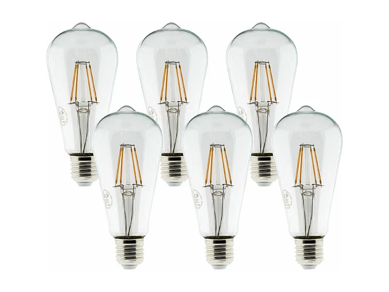 Pack de 6 ampoules LED déco filament 4W E27 Edison - Zenitech