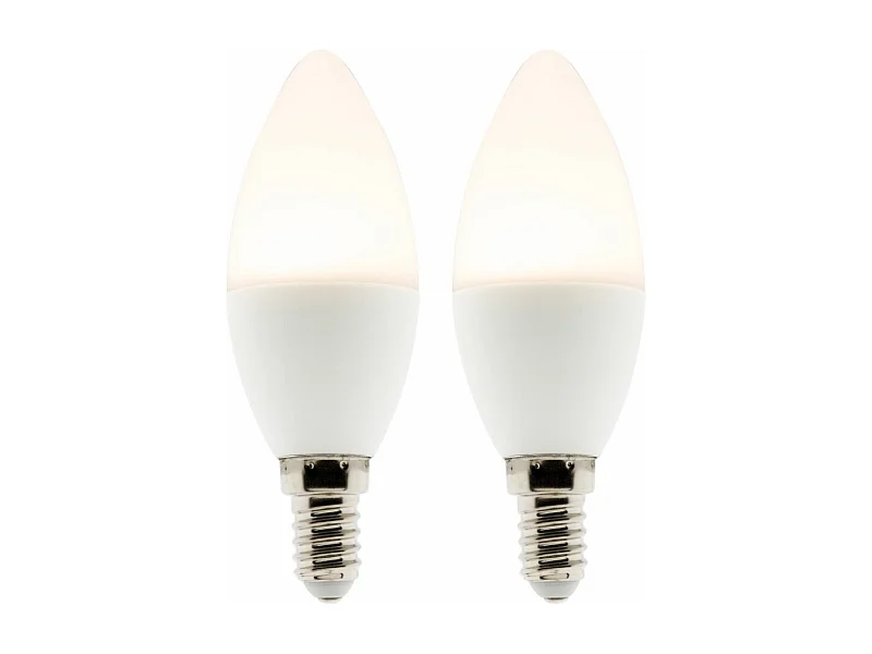 Lot de 2 ampoules LED Flamme 5W E14 360lm 2700K - Blanc chaud - Zenitech