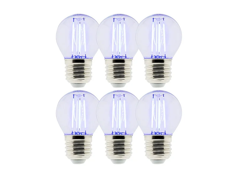 Lot de 6 Ampoules LED déco filament - Bleu 3W E27 sphérique - Zenitech