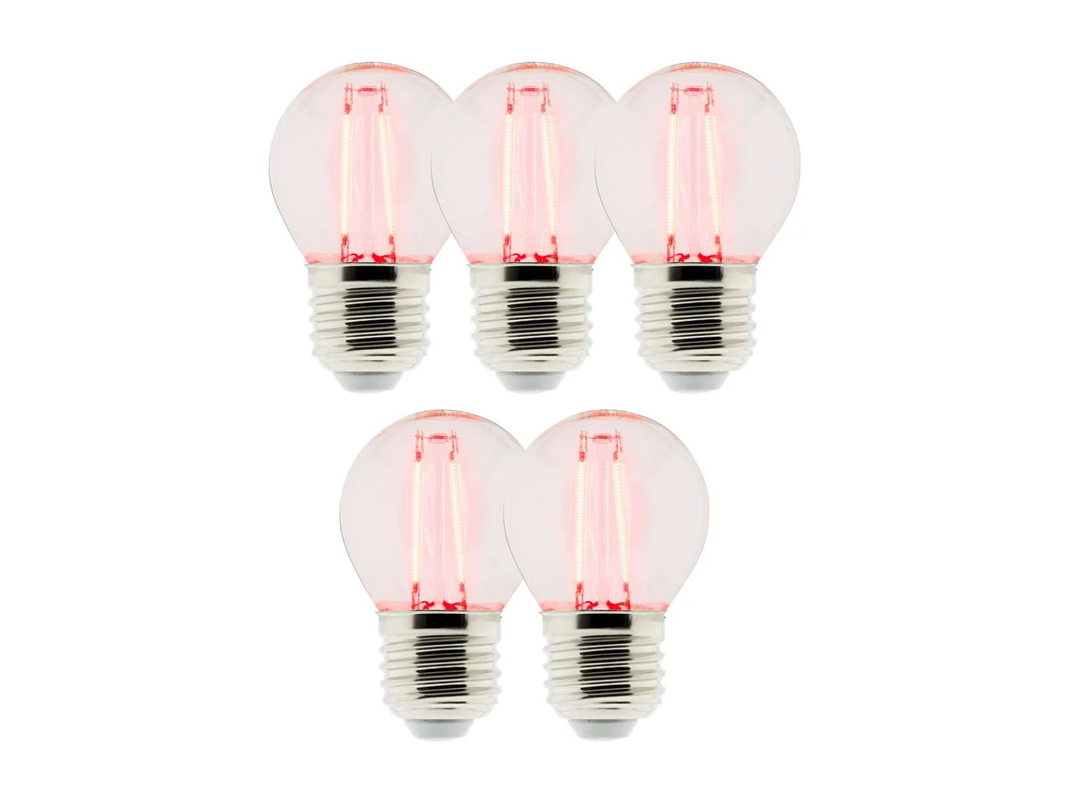 Lot de 5 Ampoules LED déco filament Rouge 3W E27 sphérique - Zenitech
