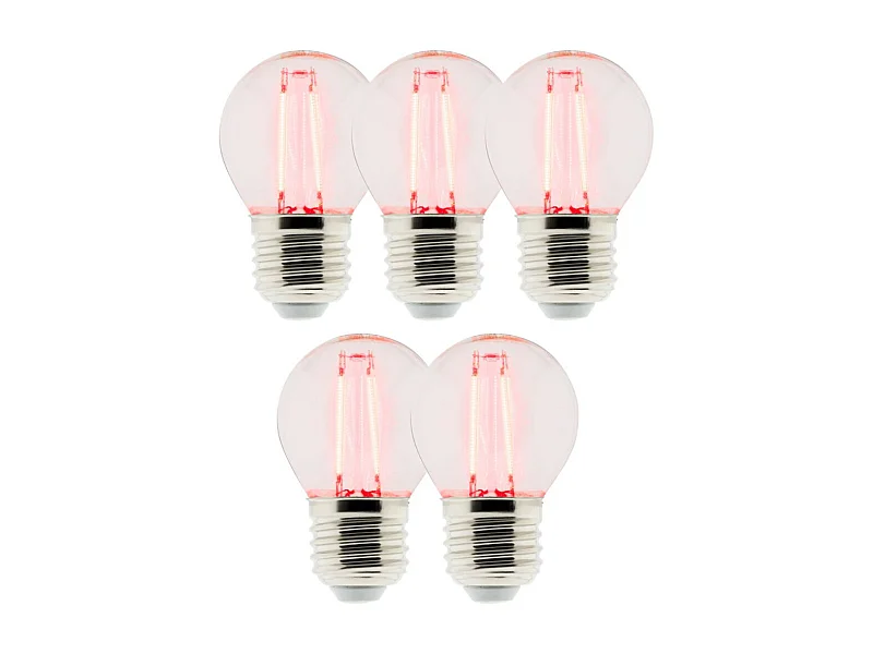 Lot de 5 Ampoules LED déco filament Rouge 3W E27 sphérique - Zenitech