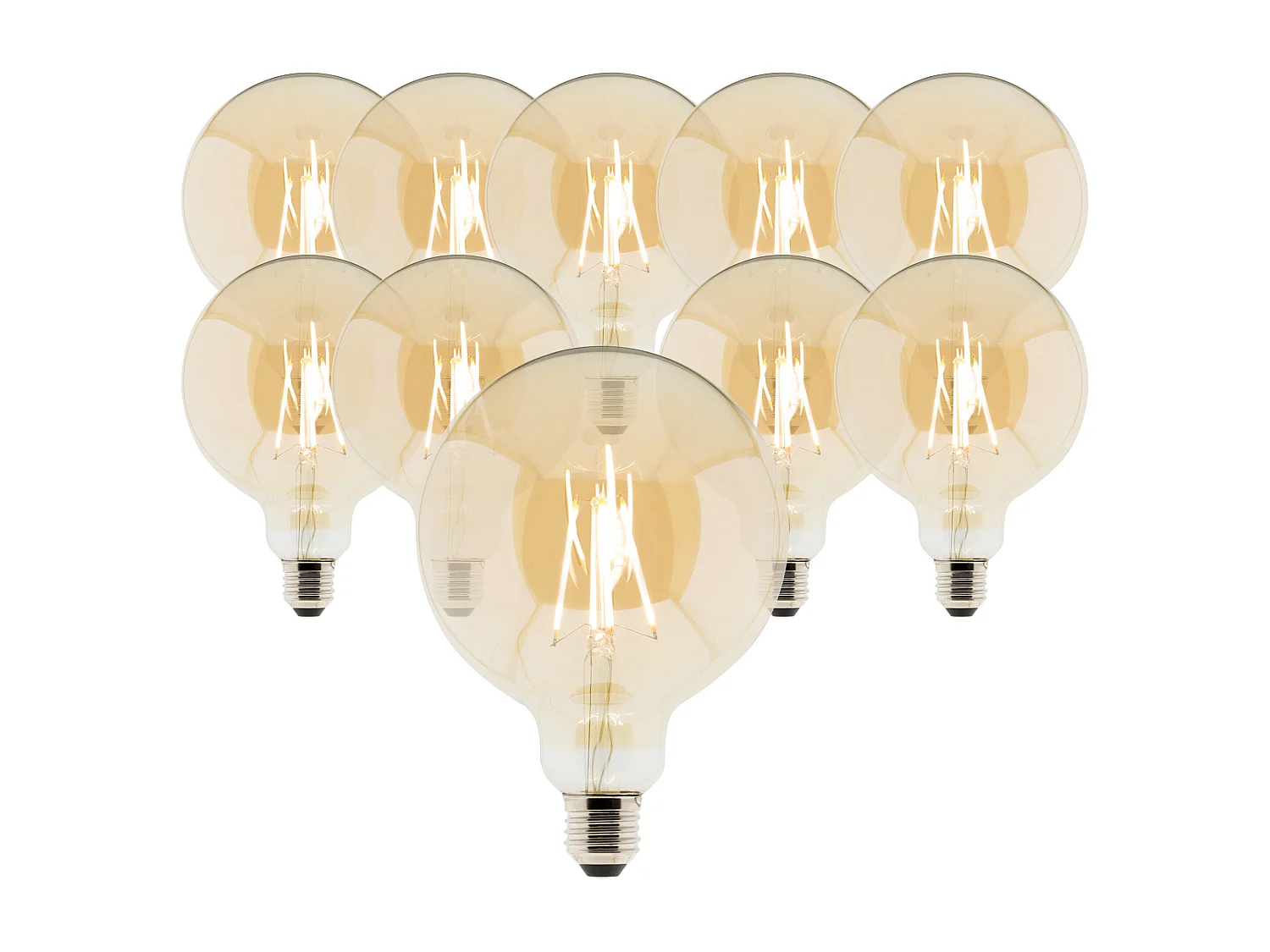 Lot de 10 ampoules déco filament LED ambrée Globe 7W E27 720lm 2500K - Zenitech