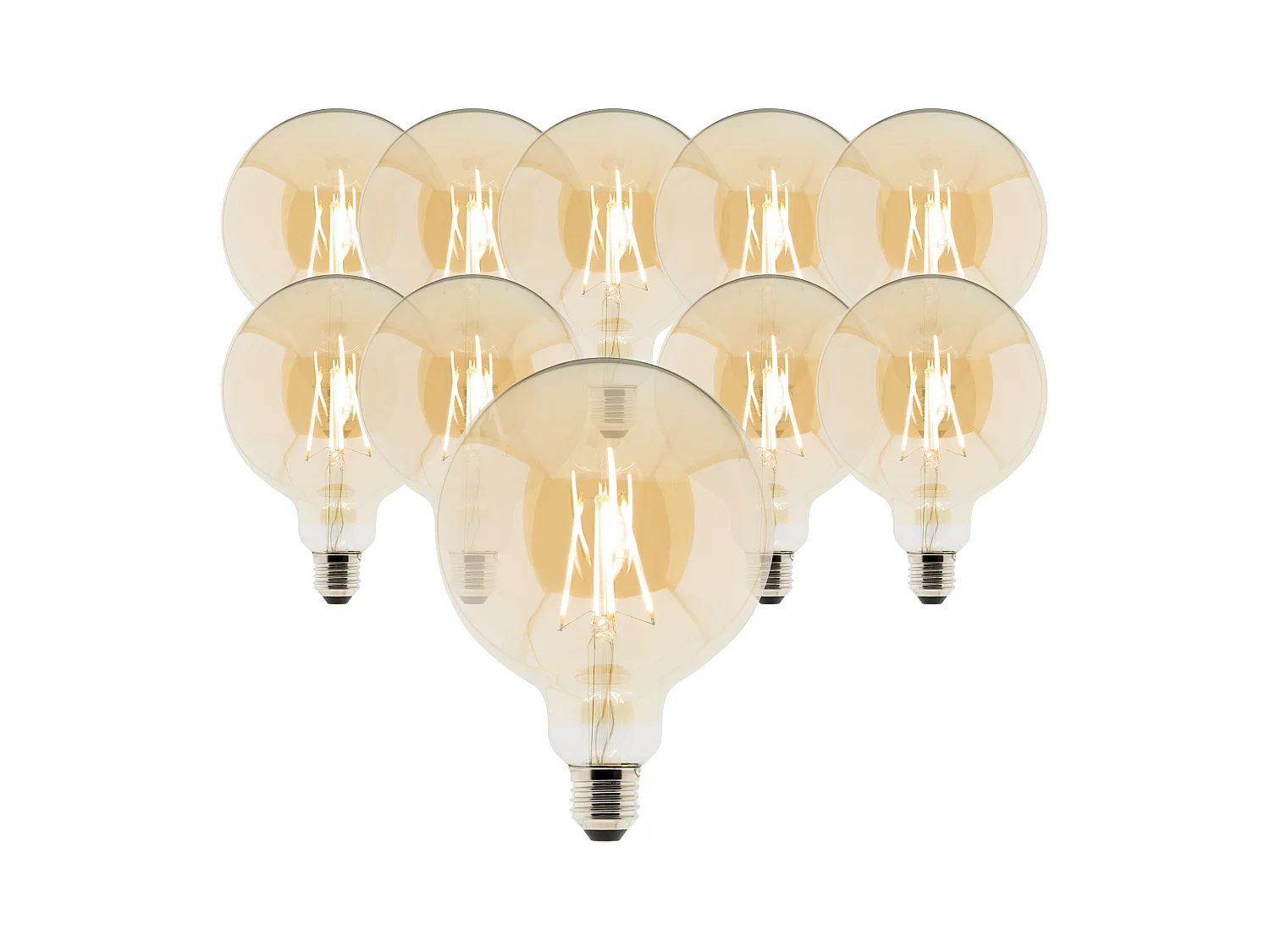 Lot de 10 ampoules déco filament LED ambrée Globe 7W E27 720lm 2500K - Zenitech