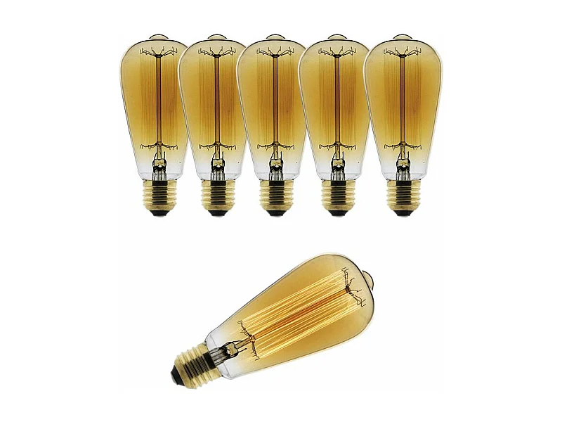 Lot de 6 ampoule déco filament carbone Edison 25W E27 - Zenitech