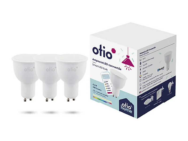 Pack de 3 spots LED connectés Bluetooth GU10 4W - Otio