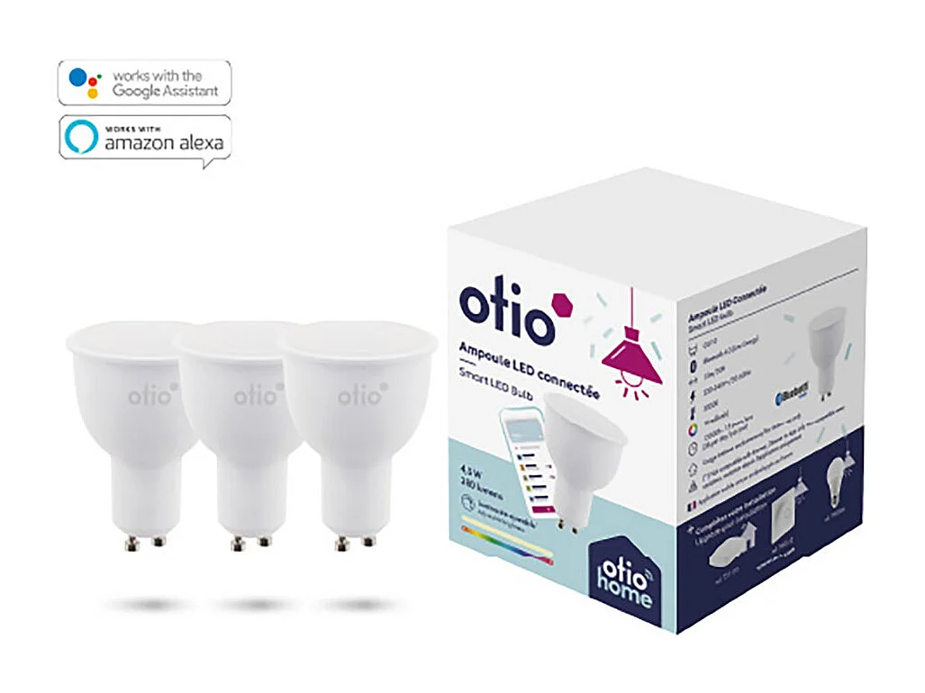 Pack de 3 spots LED connectés Bluetooth GU10 4W - Otio