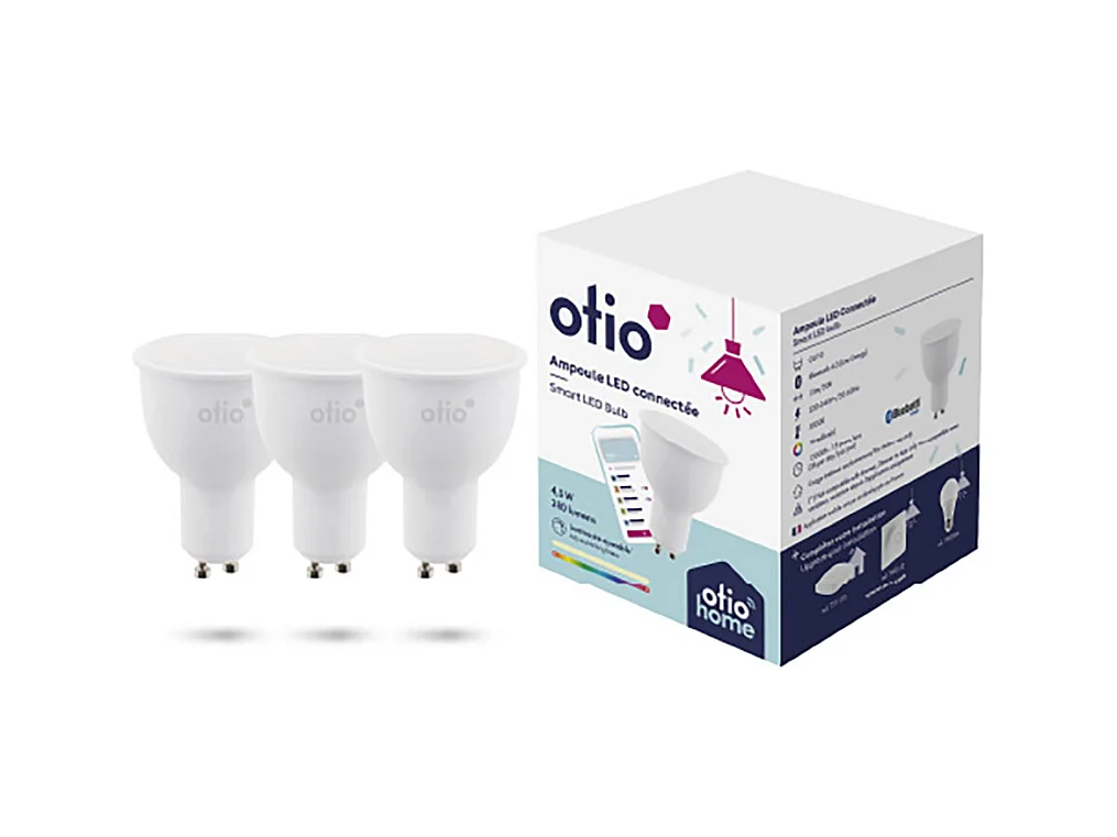 Pack de 3 spots LED connectés Bluetooth GU10 4W - Otio