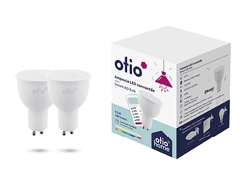Pack de 2 spots LED connectés Bluetooth GU10 4W - Otio