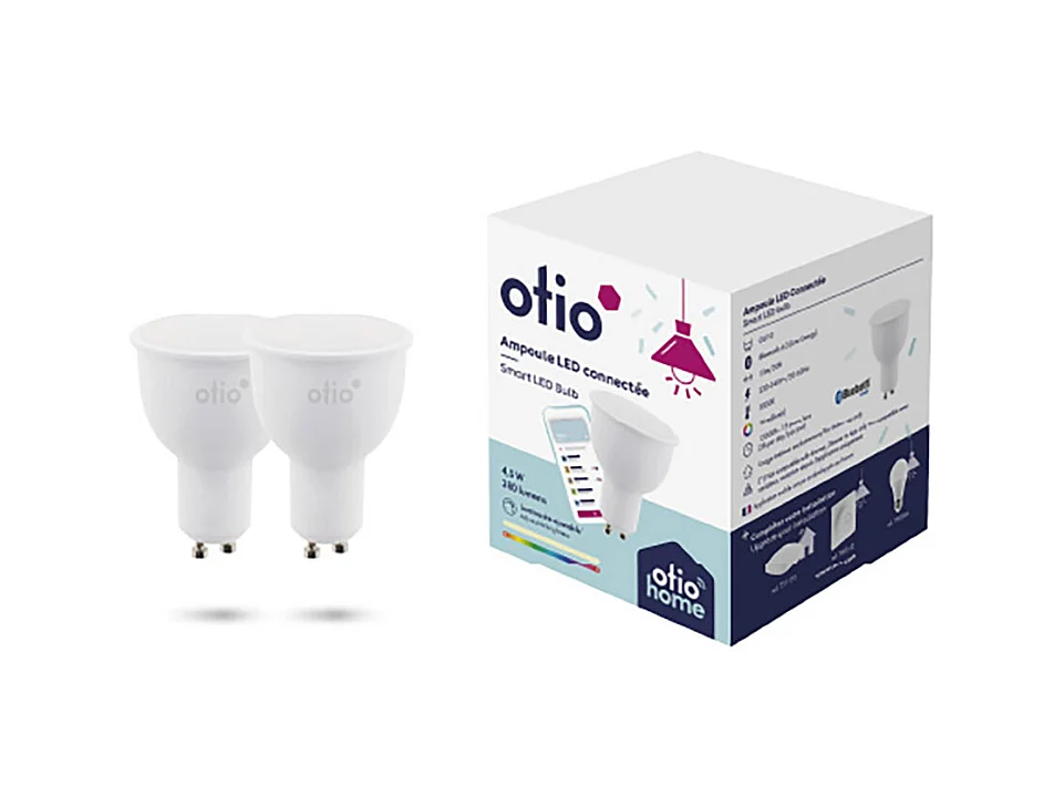 Pack de 2 spots LED connectés Bluetooth GU10 4W - Otio