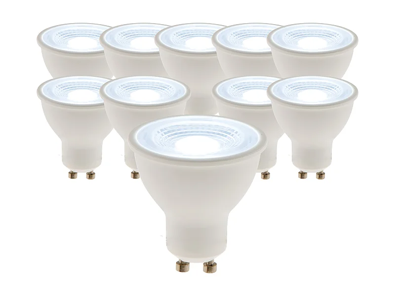 Lot de 10 spots LED 5W GU10 400lm 6500K - Zenitech