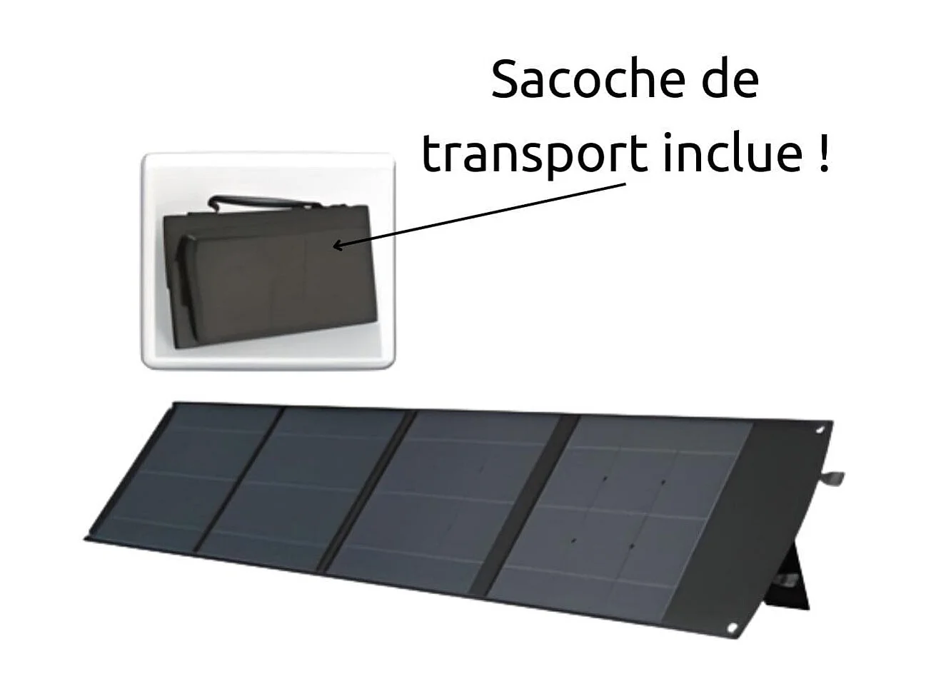 Panneau solaire portatif SolarTec 200 - 200w 18V 6,6A - 4 pans monocristallins - Port USB A-C - Câble DC - Protec