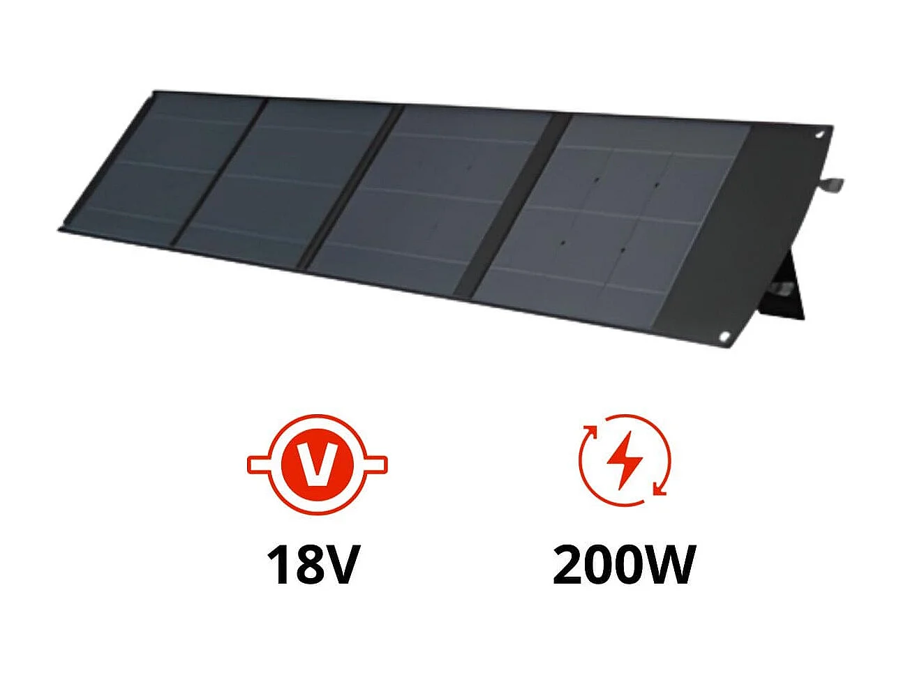 Panneau solaire portatif SolarTec 200 - 200w 18V 6,6A - 4 pans monocristallins - Port USB A-C - Câble DC - Protec
