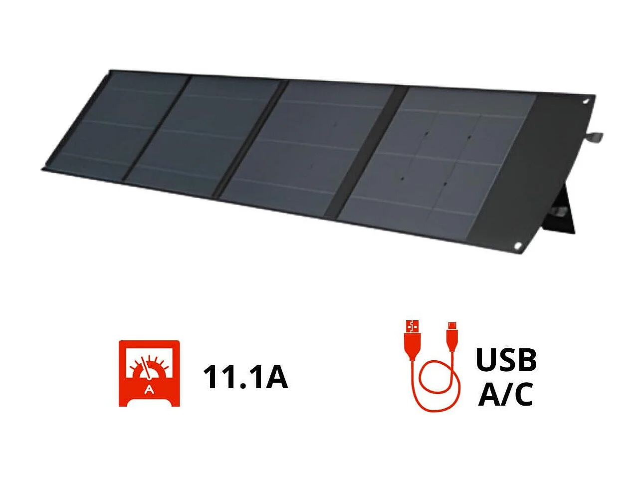 Panneau solaire portatif SolarTec 200 - 200w 18V 6,6A - 4 pans monocristallins - Port USB A-C - Câble DC - Protec