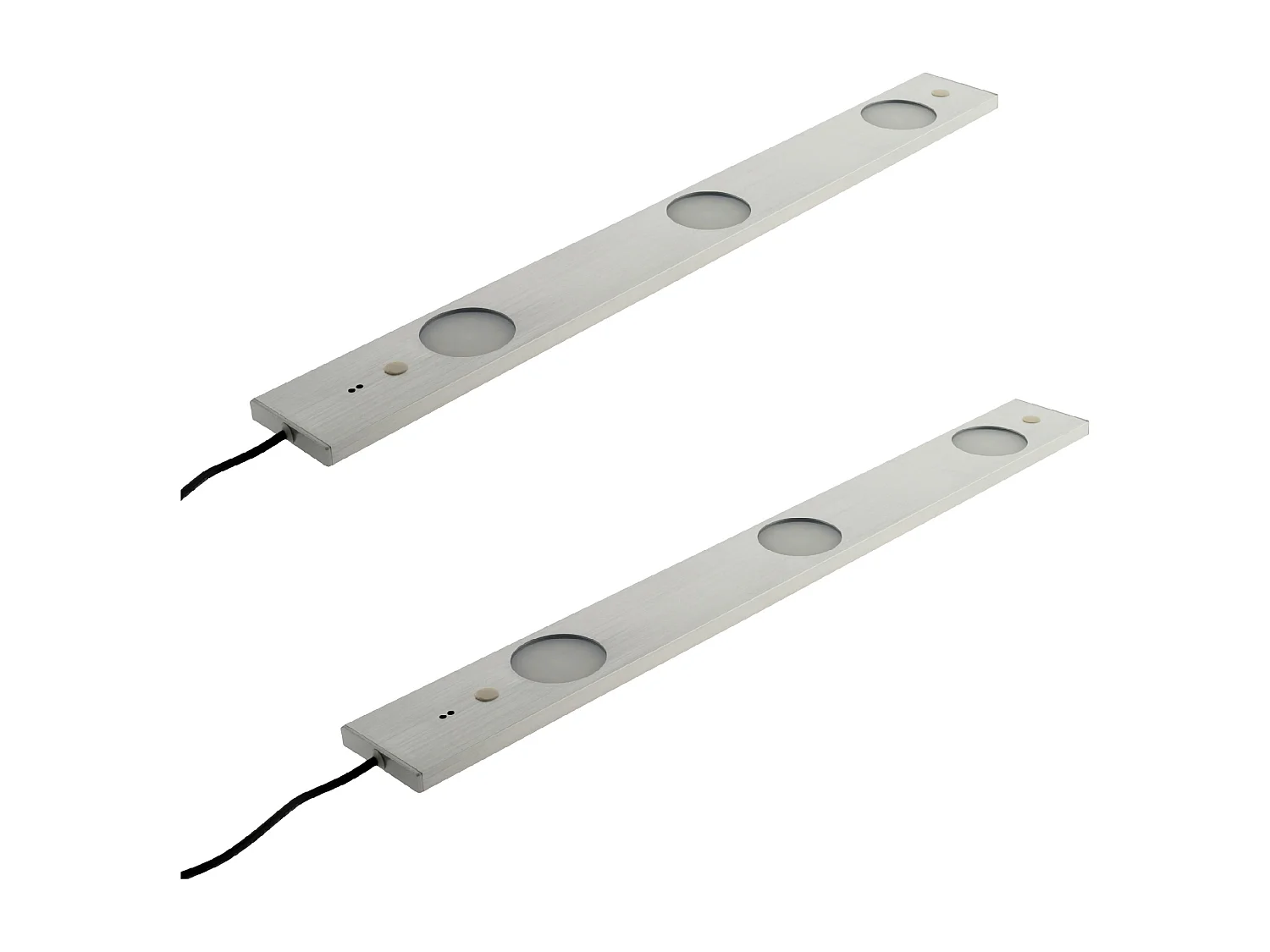 Lot de 2 réglettes LED ultraplates 3 spots 6,2W + détecteur de mouvement - Inox brossé - Zenitech