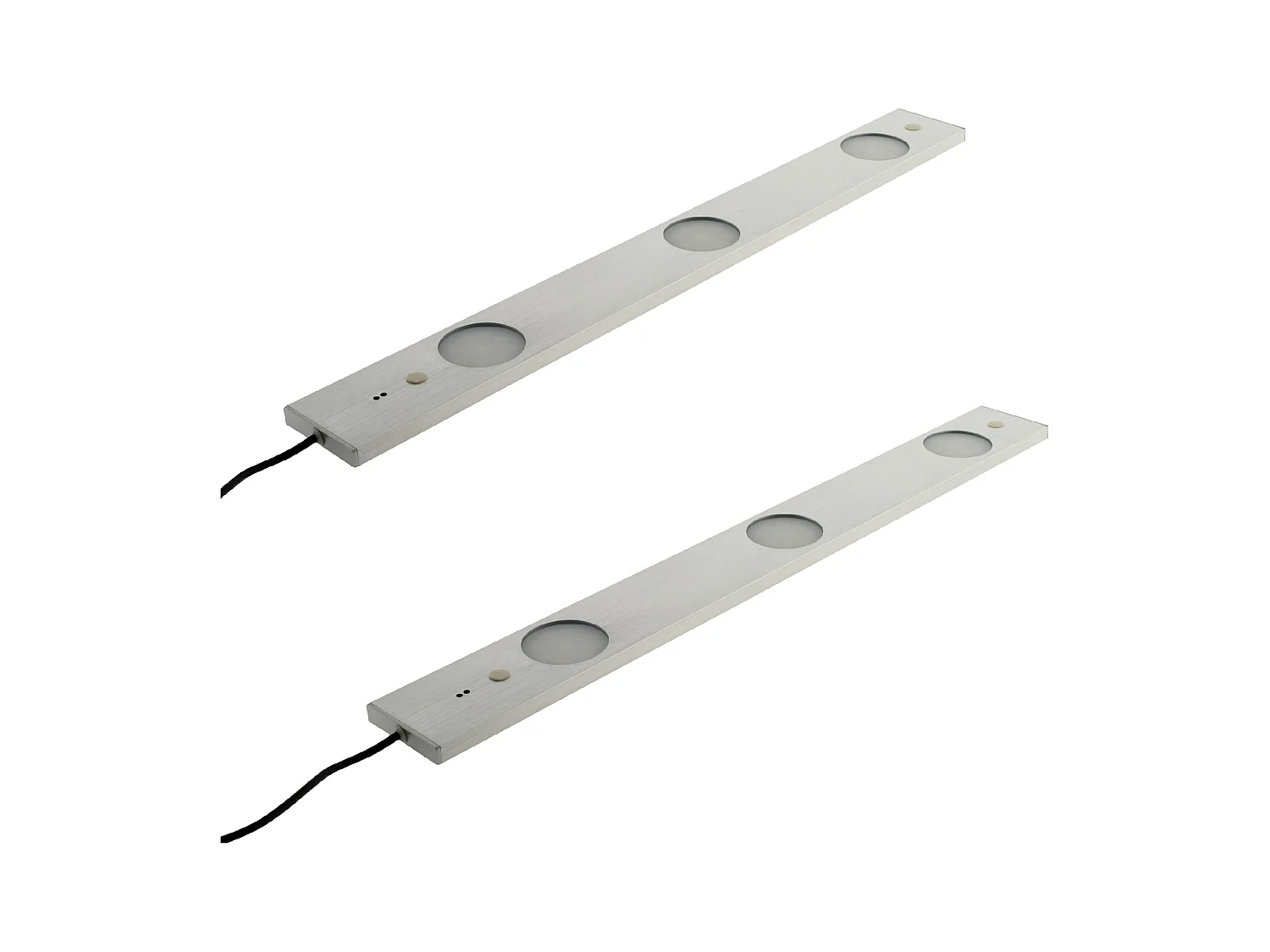 Lot de 2 réglettes LED ultraplates 3 spots 6,2W + détecteur de mouvement - Inox brossé - Zenitech