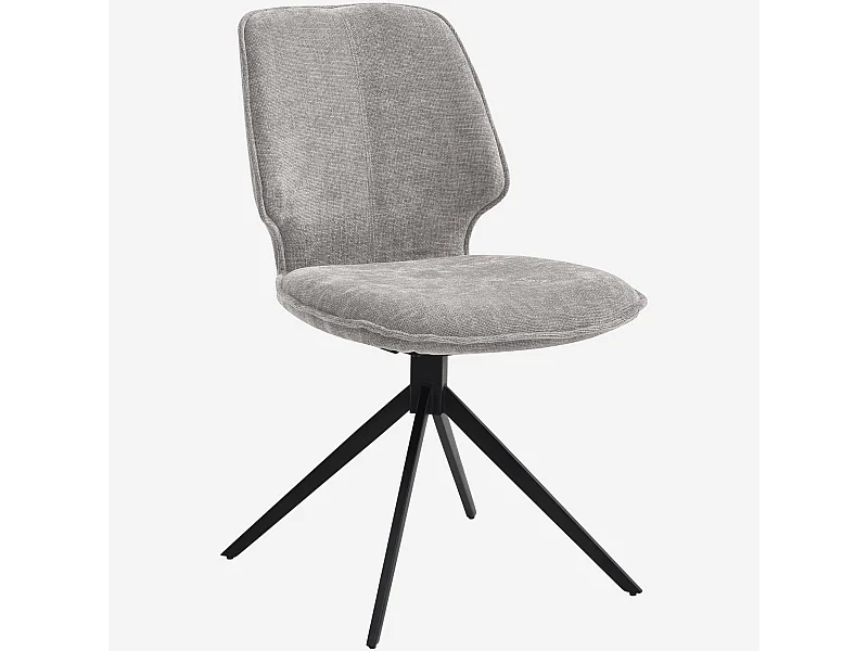 Habitat - Lot de 2 chaises pivotantes en tissu chenille et métal noir - Gris fumé - Vince