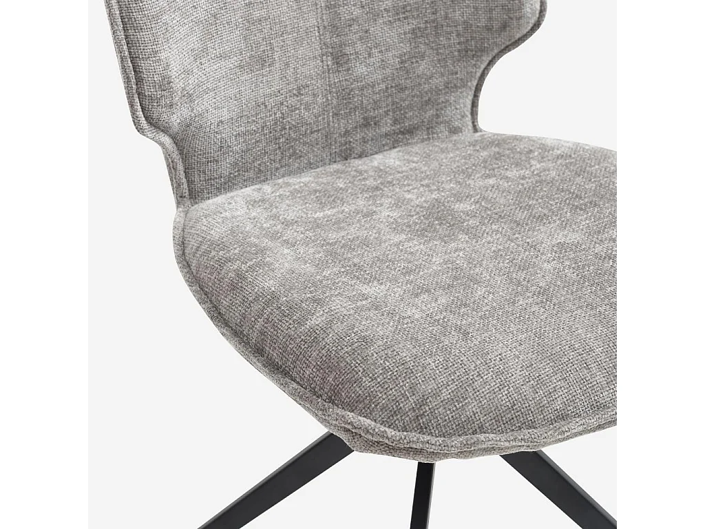 Habitat - Lot de 2 chaises pivotantes en tissu chenille et métal noir - Gris fumé - Vince