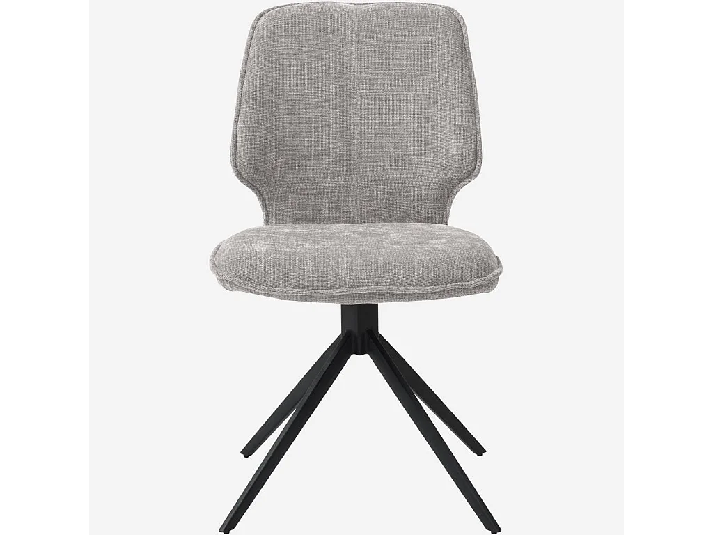 Habitat - Lot de 2 chaises pivotantes en tissu chenille et métal noir - Gris fumé - Vince