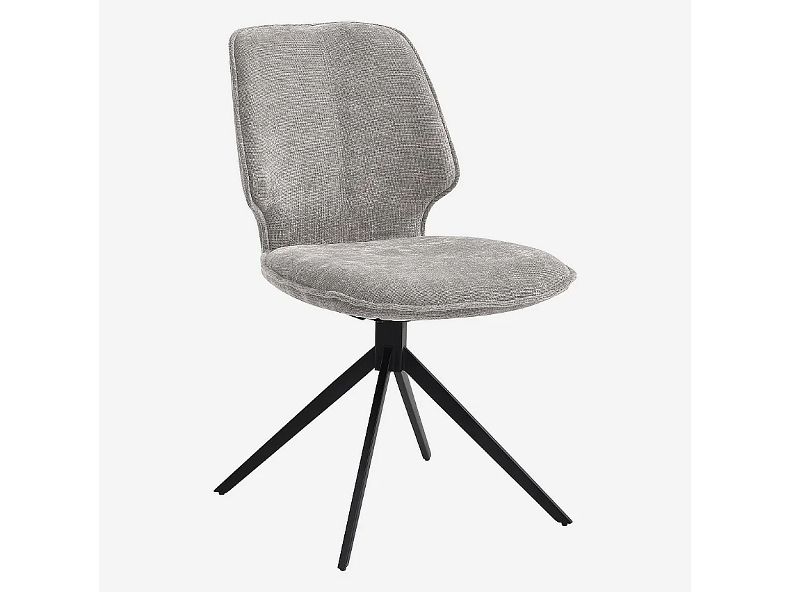 Habitat - Lot de 2 chaises pivotantes en tissu chenille et métal noir - Gris fumé - Vince