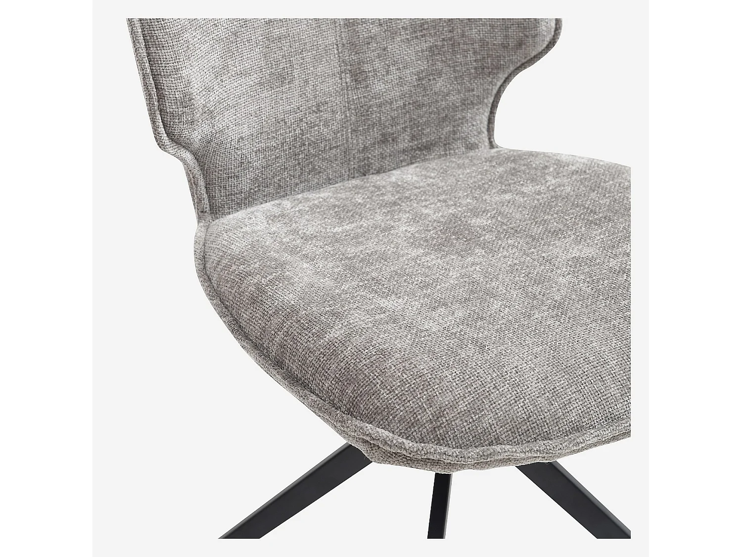 Habitat - Lot de 2 chaises pivotantes en tissu chenille et métal noir - Gris fumé - Vince
