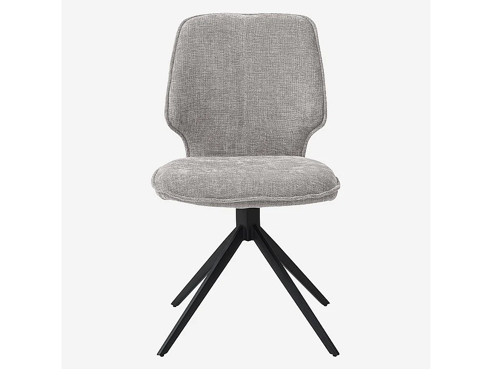 Habitat - Lot de 2 chaises pivotantes en tissu chenille et métal noir - Gris fumé - Vince