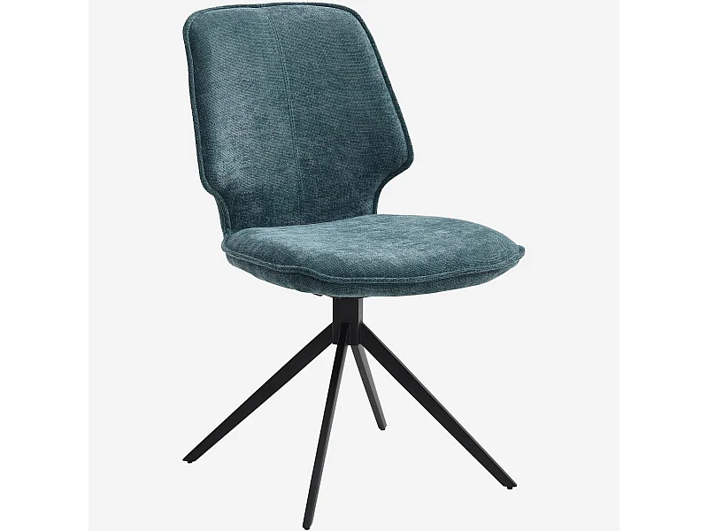 Habitat - Lot de 2 chaises pivotantes en tissu chenille et métal noir - Bleu canard - Vince