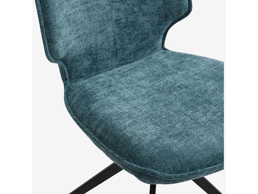 Habitat - Lot de 2 chaises pivotantes en tissu chenille et métal noir - Bleu canard - Vince