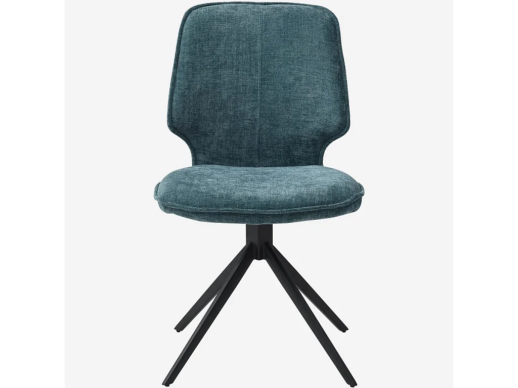 Habitat - Lot de 2 chaises pivotantes en tissu chenille et métal noir - Bleu canard - Vince