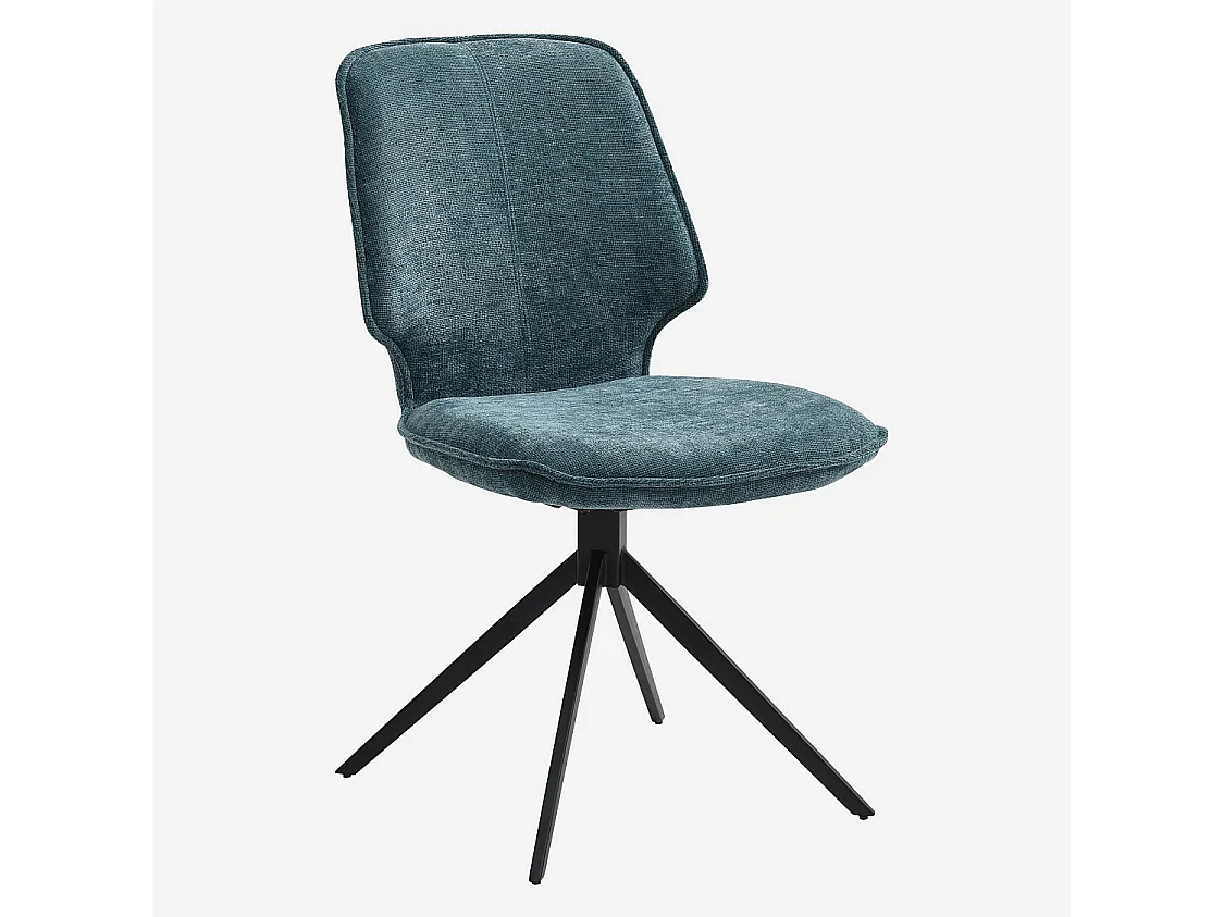 Habitat - Lot de 2 chaises pivotantes en tissu chenille et métal noir - Bleu canard - Vince