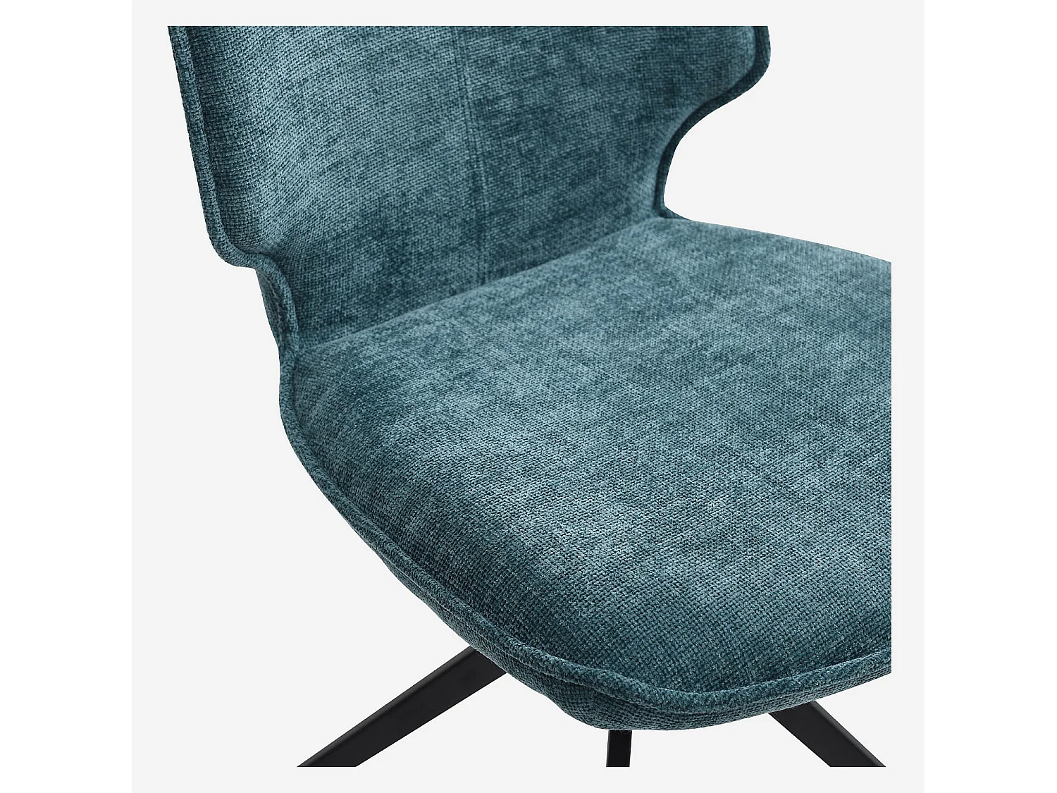 Habitat - Lot de 2 chaises pivotantes en tissu chenille et métal noir - Bleu canard - Vince
